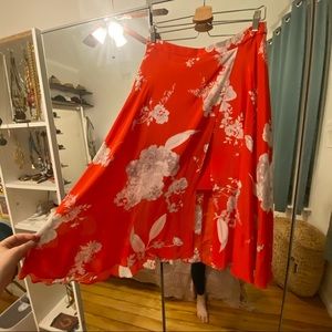 ALICE + OLIVIA Silk Red Skirt